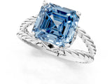 White gold Fancy Blue Asscher  Halo Twisted Band Four-Prong Ring_38