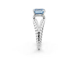 White gold Fancy Blue Asscher  Halo Twisted Band Four-Prong Ring_39
