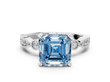 White gold Fancy Blue Asscher  Milgrain Bezel Diamond Engagement Ring with Solitaire Prong Setting_29