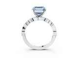 White gold Fancy Blue Asscher  Milgrain Bezel Diamond Engagement Ring with Solitaire Prong Setting_32