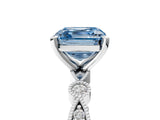 White gold Fancy Blue Asscher  Milgrain Bezel Diamond Engagement Ring with Solitaire Prong Setting_34