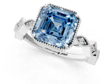 White gold Fancy Blue Asscher  Milgrain Marquise Diamond Twist Band Ring_58