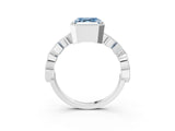 White gold Fancy Blue Asscher  Milgrain Marquise Diamond Twist Band Ring_60