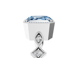 White gold Fancy Blue Asscher  Milgrain Marquise Diamond Twist Band Ring_62
