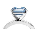 White gold Fancy Blue Asscher  Milgrain Pave Diamond Engagement Ring with Four-Prong Setting_4