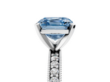 White gold Fancy Blue Asscher  Milgrain Pave Diamond Engagement Ring with Four-Prong Setting_5