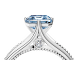White gold Fancy Blue Asscher  Solitaire Beaded Band Six-Prong Setting_4