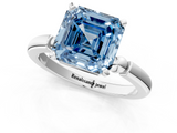 White gold Fancy Blue Asscher  Solitaire Beaded Band with Four-Prong Setting_1