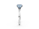 White gold Fancy Blue Asscher  Solitaire Beaded Band with Four-Prong Setting_2