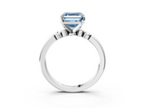 White gold Fancy Blue Asscher  Solitaire Beaded Band with Four-Prong Setting_3