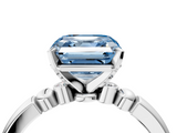 White gold Fancy Blue Asscher  Solitaire Beaded Band with Four-Prong Setting_4