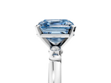 White gold Fancy Blue Asscher  Solitaire Beaded Band with Four-Prong Setting_5