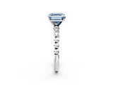 White gold Fancy Blue Asscher  Solitaire Bezel Accent Diamond Engagement Ring with Beaded Band and Four-Prong Setting_2