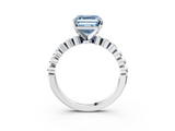 White gold Fancy Blue Asscher  Solitaire Bezel Accent Diamond Engagement Ring with Beaded Band and Four-Prong Setting_3