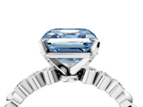 White gold Fancy Blue Asscher  Solitaire Bezel Accent Diamond Engagement Ring with Beaded Band and Four-Prong Setting_4