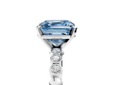 White gold Fancy Blue Asscher  Solitaire Bezel Accent Diamond Engagement Ring with Beaded Band and Four-Prong Setting_5