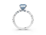 White gold Fancy Blue Asscher  Solitaire Bezel-Set Diamond Ring with Beaded Band and Four-Prong Setting_86