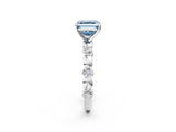 White gold Fancy Blue Asscher  Solitaire Bezel-Set Diamond Ring with Beaded Band and Four-Prong Setting_96