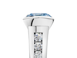 White gold Fancy Blue Asscher  Solitaire Bezel-Set Diamond Ring with Channel-Set Band_23