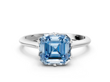 White gold Fancy Blue Asscher  Solitaire Cathedral Diamond Ring with Six-Prong Setting_22