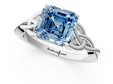 White gold Fancy Blue Asscher  Solitaire Celtic Knot Engagement Ring with Four-Prong Setting_51