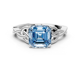 White gold Fancy Blue Asscher  Solitaire Celtic Knot Engagement Ring with Four-Prong Setting_51