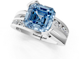 White gold Fancy Blue Asscher  Solitaire Channel-Set Split Shank Ring with Tension Prong Setting_4