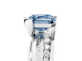 White gold Fancy Blue Asscher  Solitaire Channel-Set Split Shank Ring with Tension Prong Setting_8