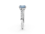 White gold Fancy Blue Asscher  Solitaire Chevron Pave Diamond Engagement Ring with Six-Prong Setting_5