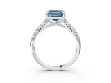 White gold Fancy Blue Asscher  Solitaire Chevron Pave Diamond Engagement Ring with Six-Prong Setting_6