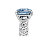 White gold Fancy Blue Asscher  Solitaire Chevron Pave Diamond Engagement Ring with Six-Prong Setting_8