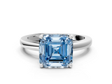 White gold Fancy Blue Asscher  Solitaire Diamond Engagement Ring with Four-Prong Setting on a Classic Band_20