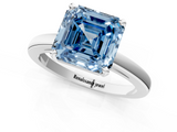 White gold Fancy Blue Asscher  Solitaire Diamond Engagement Ring with Four-Prong Setting on a Classic Band_21