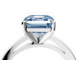 White gold Fancy Blue Asscher  Solitaire Diamond Engagement Ring with Four-Prong Setting on a Classic Band_24