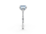 White gold Fancy Blue Asscher  Solitaire Diamond Engagement Ring with Pave Band and Six-Prong Setting_2