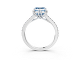 White gold Fancy Blue Asscher  Solitaire Diamond Engagement Ring with Pave Band and Six-Prong Setting_3