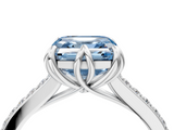 White gold Fancy Blue Asscher  Solitaire Diamond Engagement Ring with Pave Band and Six-Prong Setting_4