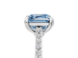 White gold Fancy Blue Asscher  Solitaire Diamond Engagement Ring with Pave Band and Six-Prong Setting_5