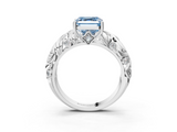 White gold Fancy Blue Asscher  Solitaire Diamond Leaf Vine Band with Prong Setting_20
