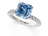 White gold Fancy Blue Asscher  Solitaire Diamond Pavé Band with Four-Prong Setting_1