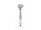 White gold Fancy Blue Asscher  Solitaire Diamond Pavé Band with Four-Prong Setting_2