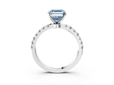 White gold Fancy Blue Asscher  Solitaire Diamond Pavé Band with Four-Prong Setting_3