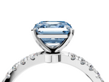 White gold Fancy Blue Asscher  Solitaire Diamond Pavé Band with Four-Prong Setting_4