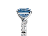 White gold Fancy Blue Asscher  Solitaire Diamond Pavé Band with Four-Prong Setting_5