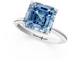 White gold Fancy Blue Asscher  Solitaire Diamond Ring with 4-Prong Setting on a Classic Band_4