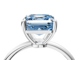 White gold Fancy Blue Asscher  Solitaire Diamond Ring with 4-Prong Setting on a Classic Band_7