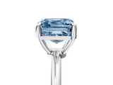 White gold Fancy Blue Asscher  Solitaire Diamond Ring with 4-Prong Setting on a Classic Band_8