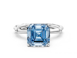 White gold Fancy Blue Asscher  Solitaire Diamond Ring with Bamboo Band and Four-Prong Setting_17