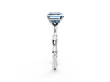 White gold Fancy Blue Asscher  Solitaire Diamond Ring with Bamboo Band and Four-Prong Setting_19