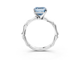 White gold Fancy Blue Asscher  Solitaire Diamond Ring with Bamboo Band and Four-Prong Setting_20